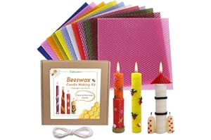 Zakouinn Bienenwachs-Kerzenherstellungsset für Kinder - 12 leuchtende Farben, Bienenwachsblätter zur Kerzenherstellung, Bienenwachskerzen-DIY-Kit für Erwachsene (hell)