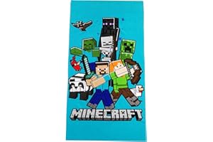 Theonoi Serviette de sauna pour enfant - Serviette de plage - Serviette de bain - 70 x 140 cm - Cadeau garçon en microfibre (bleu Minecraft)