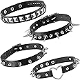 HICARER 4 Pezzi Girocollo Punk Cool da Donna Girocollo da Motociclista a Forma di Cuore Gotico di Halloween Colletto in Pelle
