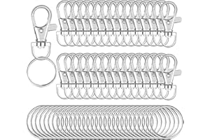 SANNIX 60pcs Keyrings Key Chain Clip Hooks Swivel Clasps Lanyard Snap Hooks with Split Key Rings, Keychain Hooks for Hanging Crafts Jewellery Making