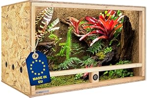 ITA Terrarium Bois 120x60x60 cm avec Ventilation latérale & hygromètre intégré - Terrarium en Bois OSB-3 - pour Reptiles, Serpents, Amphibiens - Produit UE, certifié FSC