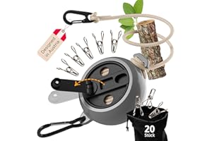 ‎AUTDOOR AUTDOOR® Wäscheleine ausziehbar, mit praktischer Kurbel - Extralange 10m Schnur - Perfekt für Camping & Reisen (Schwarz/Grau)