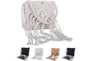 Fililogor Borse a Tracolla da Donna Piccola Borsa da Spiaggia Summer, Borsa da Spiaggia di Intrecciata Cotone con Cerniera e Nappa per Viaggio Spiaggia