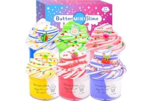 Bretohay 6 Pack Fluffy Butter Slime Kits，with Pink Peachybbies Slime Yellow Pineapple Slime and More Fruit Slime,Soft Fluffy and Non-Sticky,Stress Relief Toys for Girls and Boys DIY Gift