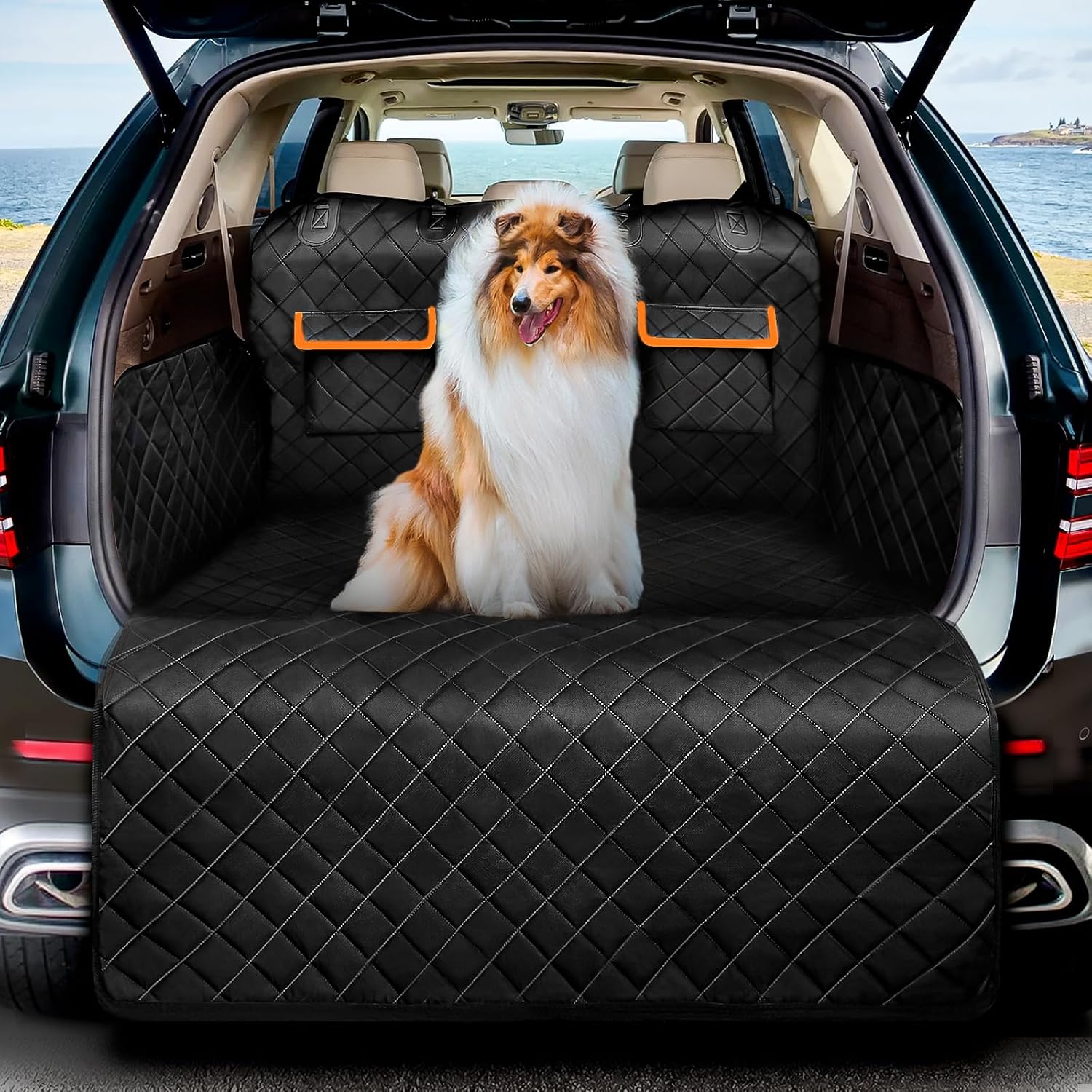 DATEFUN Funda Maletero Coche Perros - Universal Protector con Dos Bolsas de Almacenamiento - Impermeable & Antideslizante Adecuado para Autos Pequeños y Medianos