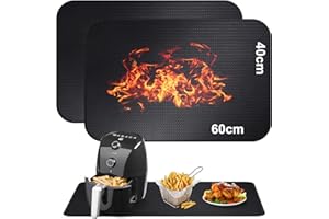 ALCKIJY 2 pezzi Tappetino ignifugo 40x60cm antincendio in fibra di vetro e silicone per il piano del tavolo Tappetino resistente al calore per macchina del caffè friggitrice ad aria Antiscivolo impermeabile