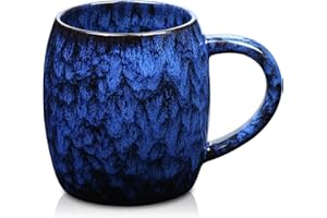 RELEDESA 750ml Bardzo Duży Ceramiczny Kubek do Kawy z Dużym Uchwytem, 26 Uncji Ręcznie Robionej Glazury, Duży Kubek do Herbaty do Biura i Domu, Można Myć W Kuchence Mikrofalowej i Zmywarce (Ciemnoniebieski)