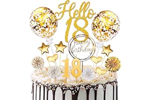 Décoration de gâteau 18e anniversaire pour garçon fille, 20 pièces de décoration de gâteau dorées avec bougies d'anniversaire, pour décoration de gâteau d'anniversaire 18 ans