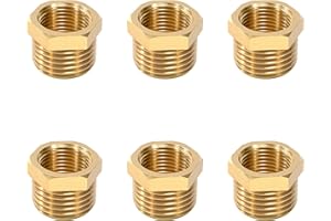 JESUSTREE Riduttore in Ottone Adattatore 3/8" auf 1/4", Filettatura Maschio a Nipplo Filettato Femmina, Adatto per Acqua Potabile, Raccordo Filettato per Tubi Dell'acqua (6 Pezzi)