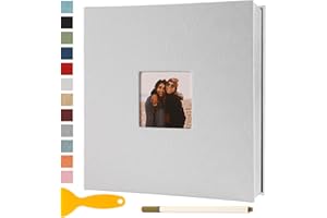 SEMFALBUUMS Album Photo Adhesif Vierge 28x27 CM Classeur Photo Livre Photo Personnalisable Scrapbook de Classe Mariage Livre D'or Enfant Bebe Carte Postale DIY, 40 Pages Blanc