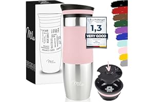 Milu Tazza Termica da Viaggio per caffè 370ml 450ml - 100% a Prova di perdite - Isolata Tazza di caffè e tè da Portare Via Tazza Termica da Bere in Acciaio Inossidabile - Caldo e Freddo (Rosa, 450ml)