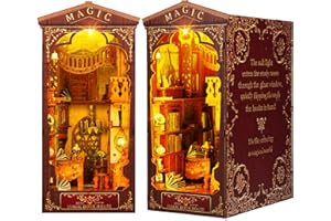 CRIOLPO DIY Book Nook Kit per Casa Delle Bambole Fai da Te in Miniatura Kit di Costruzione di Modellini con Mobili e Luce LED in Legno Book Scaffale Inserto Decorazione Regalo Creativo per Adolescent