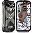 DOOGEE V MAX Pro Rugged Smartphone 5G, 22000mAh/33W, 512GB/TF 2TB, Android 14 Rugged Phone, 6.58” 120Hz FHD+, 108MP+20MP Night Vision, 5G Dual SIM Waterproof Phone, Face/Fingerprint Unlock/NFC, Gray