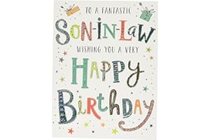 Piccadilly Greetings Modern Birthday Card Son in Law - 8 x 6 inches - Regal Publishing,Light Grey