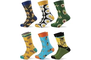 FLYDO 6 Paires Chaussettes Fantaisie Homme en Coton Chaussettes Personnalisé Chaussettes Rigolotes Imprim Chaussettes Funny Socks