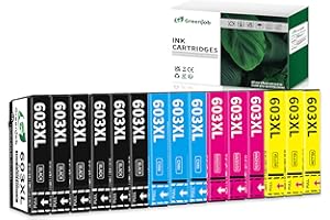 Greenjob 603XL Cartucho de Tinta Compatible con Epson 603XL 603 XL para XP-2100 XP-2105 XP-2150 XP-3100 XP-3150 XP-4100 WF-2810 WF-2820 WF-2830 WF-2835 WF-2850 (6 Negro, 3 Amarillo, 3 Magenta, 3 Cian)