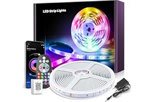 MEXLLEX Ruban LED 30M（15M*2）, Led Chambre Bleutooth Bande Led Multicolore,5050 RGB Lumiere Led avec Télécommande 44 Touches,Contrôlé par APP du Smartphone, pour Chambre, Maison Cuisine, Mariage, Fête