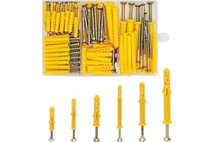 WeqeYent Lot de 150 chevilles et vis M6/M8/M10 (75 ensembles), boulons d'ancrage en plastique pour brique, maçonnerie, très résistants, vis de fixation murale (30/40/60/80 mm)