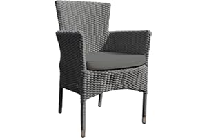 BrackenStyle Oasis Rattan Garden Chair - With Dark Grey Cushion - Outdoor Armchair Patio Seat - Stackable & Fully Assembled