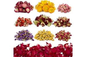 BOFUNX 200g Flores Secas Naturales 10 Tipos de Flores Reales Mezcladas para Bricolaje Fabricación de Jabón Velas Resina Manualidades