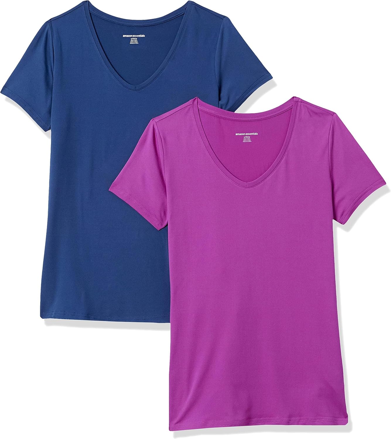 Amazon Essentials Mujer Camiseta Elástica de Secado Rápido, Manga Corta y Cuello en V (Hay Tallas Grandes)