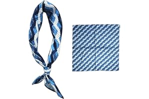 GIMIRO 53 x 53 cm Men's Faux Silk Scarf Square Elegant Vintage Floral Wave Dot Stripe