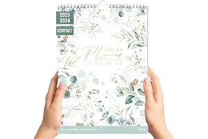 ‎HÄFFT Häfft® Familienkalender 2025/2026 mit 6 Spalten "Blattgold" kompakter Wandkalender für 18 Monate Jul 25 bis Dez 26 - Familienplaner Wandplaner 22,5 x 32,4 cm - nachhaltig & klimafreundlich