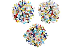 Belle Vous 600 Stk/480g Bunte Glas Mosaiksteine in 3 Formen – Glassteine Mosaik Steine Raute (2x1,2cm), Dreieck (1,5x1,5x1,5cm), Quadrat (1x1cm) - Glasnuggets zum Basteln, Deko