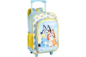 TDL Bluey Children’s Luggage Suitcase Premium Bluey Deluxe Trolley Bag Extendable Handle Travel Bag with Wheels Girls Boys Kids Bluey Folding Trolley Hand Luggage Backpack for School Travel Holidays
