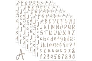 OUTUS 576 Pezzi 8 Fogli Lettere Autoadesive in Vinile Set di Adesivi Decalcomania Numeri, Adesivi Numeri di Cassetta Postale Numeri Alfabeto Decal per Indirizzo (Champagne Glitter, 1 Pollice)