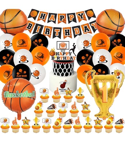 Kit De Fête Basket-ball 98 Pièces : 12 Sacs Cadeaux, 12 Bracelets, Porte-clés, Balles Anti-stress, 50 Autocollants, Anniversaire