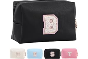 TOLMAIERTU Personalized Makeup Bag for Women，A-Z Waterproof Leather Travel Makeup Pouch Initial Cosmetic Bag Christmas Birthday Gift for Women Girls，Bride Bridesmaid Cosmetic Bag