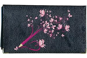 Syl'la Porte chéquier Porte Carte, en Cuir Noir Crayon Papillon