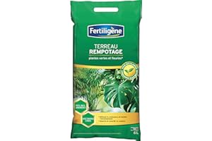 FERTILIGENE FREMP6P - Terreau Rempotage Plantes Vertes et Fleuries 6 L - Stimule la croissance et facilite l'enracinement - Nourrit et reverdit en continu - Avec engrais organique - Fabriqué en France