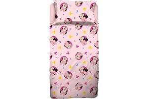 HERMET Minnie - Juego de sábanas para Cama Individual, sábana encimera, sábana Bajera, Funda de Almohada, Color Rosa, Disney, 100% algodón, Producto Oficial