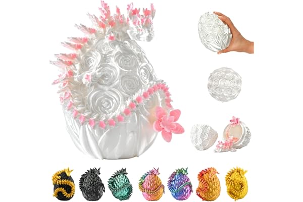 Dragon 3D dans Un œuf – Figurine décorative et de Collection 36 cm avec œuf 12 cm, Finition Blanc et Rose, modèle Fantasy avec élément Mobile (14+)