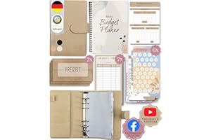 ‎BEGINNER-BUDGET BeginnerBudget® Budget Planner Deutsch - Starterset mit Sparchallenge Budgetplaner deutsch - Sparen mit Umschlagmethode + Anleitung - Ringbuch A6 - Binder A6 Gecko-Style (Beige (mit Budgetplaner)
