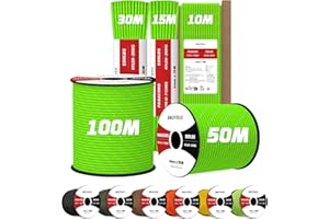 Brotree Reflectante 4mm Paracord 550 7 Hebras Cuerda de Nylon 15M Tipo III Cuerda de Paracaídas - 250kg Carga de Rotura (Reflectante Verde Neón)