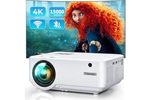 VIGPIL Beamer, Beamer 4K 15000 Lumen Beamer Full HD 1080P, Mini Beamer 4K Heimkino, 5G WiFi Projektor Bluetooth, Outdoor/Home Video Beamer Kompatibel mit iOS/Android/HDMI/USB/VGA/PS5/TV Stick
