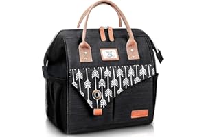 Lekesky Insulated Lunch Bag for Women for Work Lunch Tote Bag, 10L, Black
