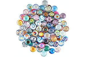 BINGGUNYO 100 Stück 25mm Muggelsteine Bunt, Bunte Glassteine Kuppel Gemischte Farbe Glassteine für Schmuckherstellung, Fotorahmen, Kunstwerke, Heimdekoration (A)