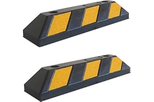 SNS SAFETY LTD RWS-4x2 Rubber Parking Wheel Stop for Commercial and Domestic Car Parks and Private Garages, Black and Yellow, 55x15x10 cm (Pack of 2)