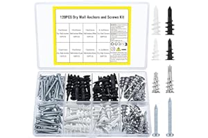 BJBJJIU 120 Viti Autofilettanti in Metallo per Cartongesso: 60 Tasselli + 60 Viti Autoperforanti, Tasselli per Cappotto Esterno Autofilettanti