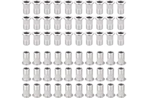 Hejo 60 Stück Nietmuttern M5, Nietmuttern Edelstahl Flachkopf, Blindnietmutter Gewindenieten für Befestigung Möbeln Dekorationen Handwerk