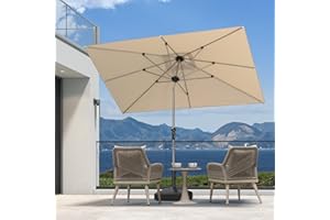 PURPLE LEAF Parasol Rectangulaire de Jardin 1,8 x 2,7 m, Châssis en Aluminium Champagne, Toile UPF 50+ Inclinable pour Jardin Terrasse Patio Piscine Balcon, Kaki