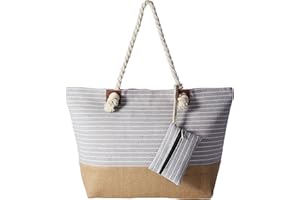 DONDON Grand Sac de Plage avec Fermeture à glissière Sac Shopping à bandoulière