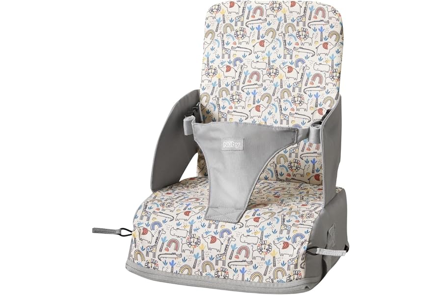 Nuby Asiento Elevador Portátil para Bebé/Niños | Plegable en Bolsa Compacta con Bolsillo de Almacenamiento | Impermeable | Fu