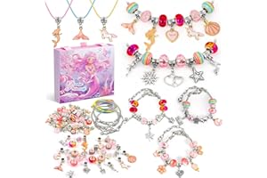 Tomylv Cadeau Fille 5-13 Ans Bijoux Enfants, Charms Bracelet Kit Fabrication Creation Bijoux Filles Idée Cadeau de Pâques Noël Anniversaire