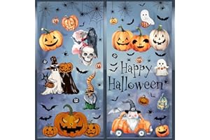 KOCOVIMI Halloween Window Clings Stickers Unique, Creative and Fun Halloween Window Decorations,a Great Amount of Spookiness,Pumpkins, Witches,Bats,Halloween Party and Holiday Indoor Decorations
