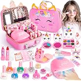 Hohosunlar Makeup Toys for Girls, Washable and Non-Toxic Cosmetic Set, Salon Manicure Kits, Nail Polish Kit, Princess Birthda